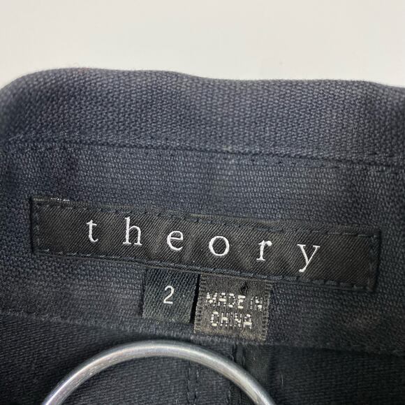 Theory School Boy Blazer Charcoal Gray Cotton Womens Size 2 - Picture 6 of 11